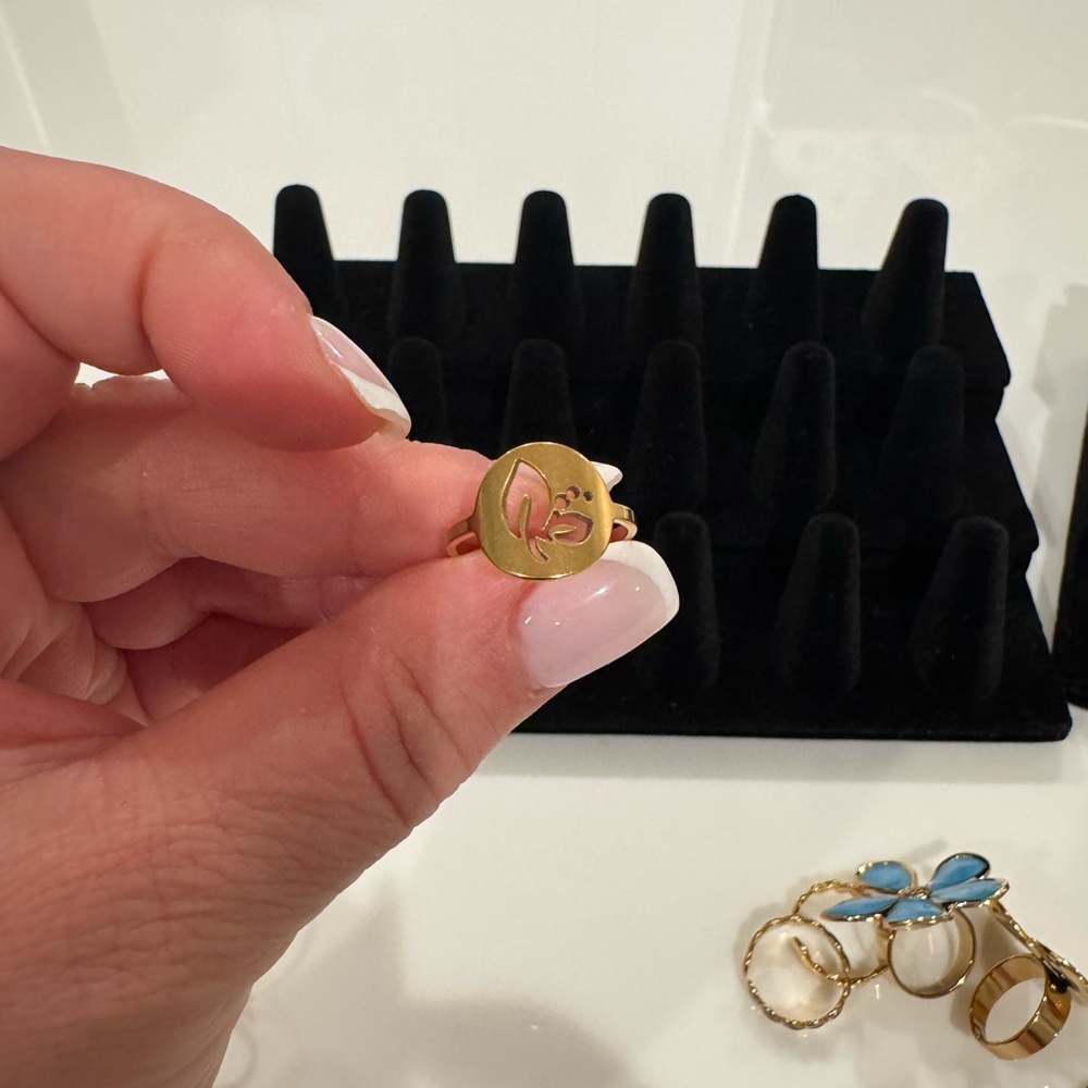 Gold Engraved Ring 18k plate gold